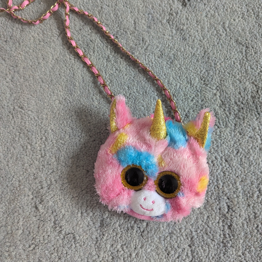 Plush Unicorn Kids Bag - Pink and Gold